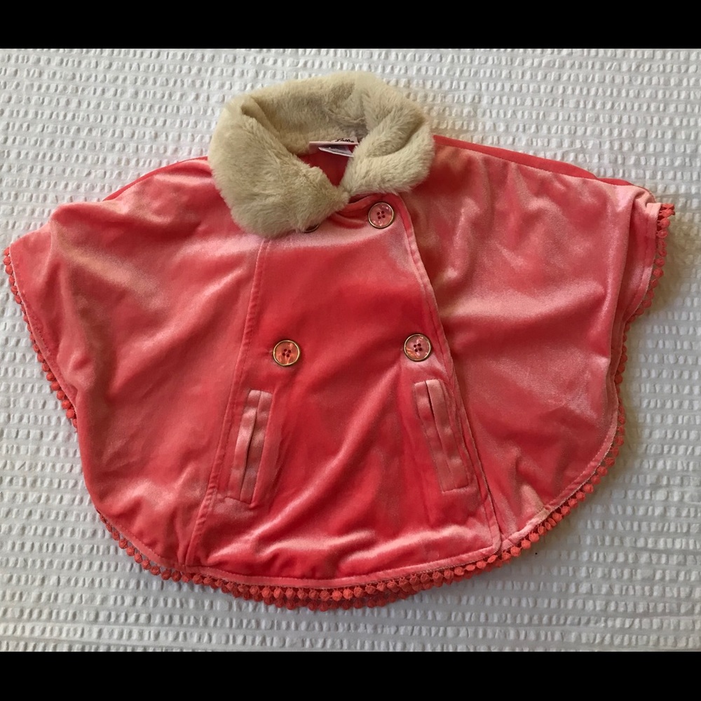 Glam & Class Pink velvet faux fur Toddler cape